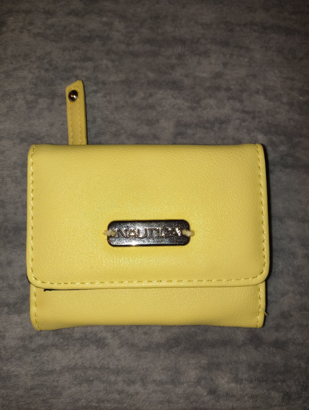 Nautica Bright Yellow Compact Trifold Wallet with Metal Logo